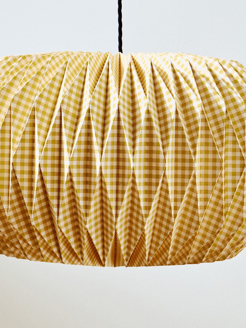 Oliver Bonas yellow gingham paper lamp shade 26cm high - British product