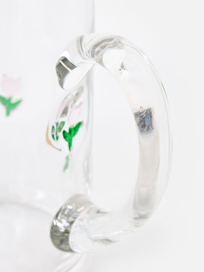 Oliver Bonas clear glass jug with tulip motifs (British brand)