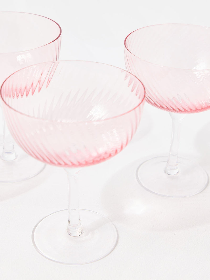 Oliver Bonas pink champagne saucer set of 4, imported from the UK