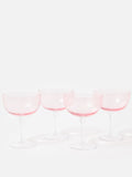 Oliver Bonas pink champagne saucer set of 4, imported from the UK