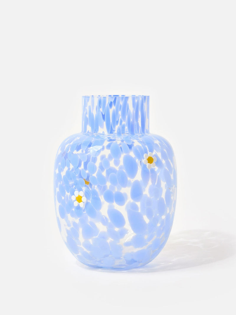 Oliver Bonas blue daisy blue spot vase 26cm (British brand)
