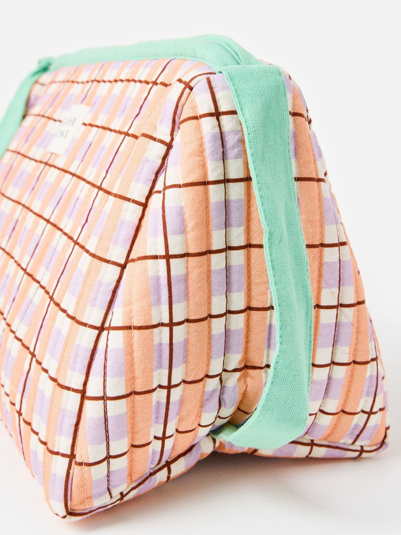 Oliver Bonas pink green check wash bag (British brand)