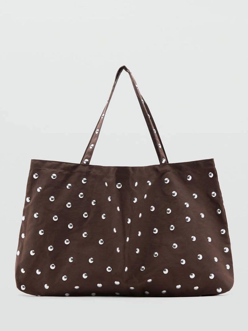 Mango brown studded large tote, imported from the UK