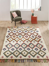 Next La Redoute Intérieurs Multicolour Ourika Berber Style Geometric Tassel Wool Rug, 200 x 290 cm- Buy online at McGrocer