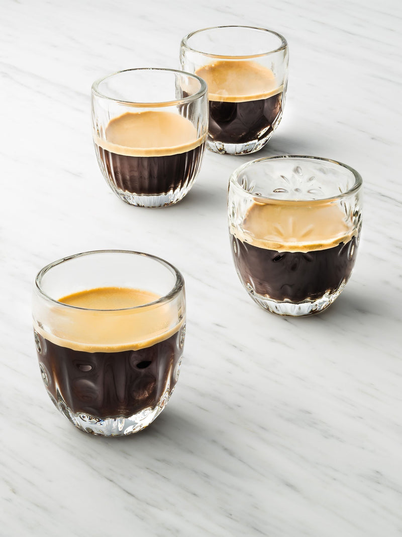 La Rochère assorted espresso glasses set of 4, imported from the UK