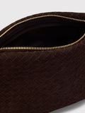 Whistles brown woven suede zip clutch (British brand)