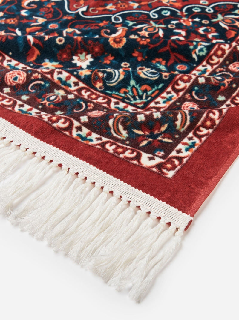 SlowTide Burgundy Haven cotton artistic beach towel, imported from the UK