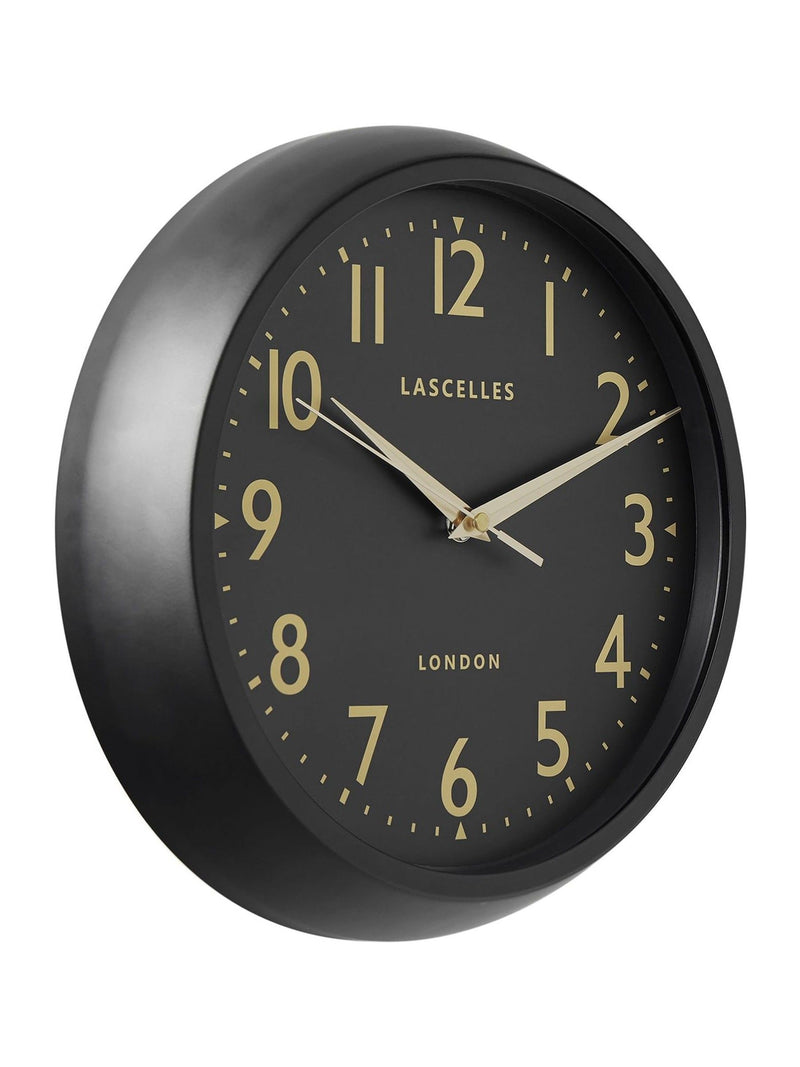 Brookpace Lascelles black retro wall clock, imported from the UK