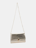 Novo gold clutch bag with twist hardware closure (British brand)