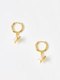 Oliver Bonas gold plated pearl star drop hoop earrings (British brand)