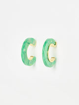 Next Oliver Bonas Green Erica Resin Gold Detail Hoop Earrings- Buy online at McGrocer