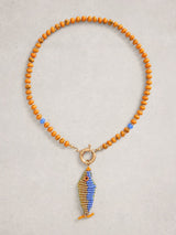 Next White Stuff Orange Semi Precious Fish Necklace- Buy online at McGrocer