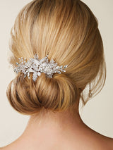 Next Jon Richard Silver Suzie Open Leaf and Crystal Hair Clip- Buy online at McGrocer