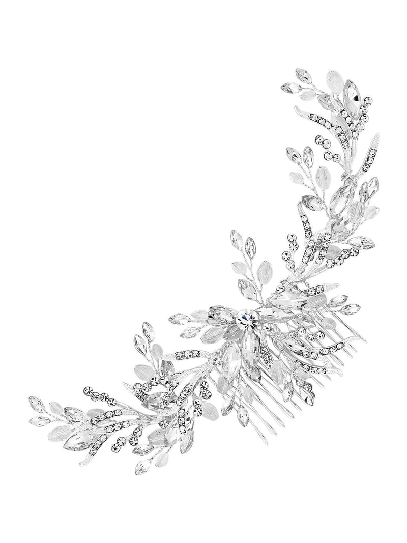 Jon Richard silver crystal wreath comb, imported from the UK