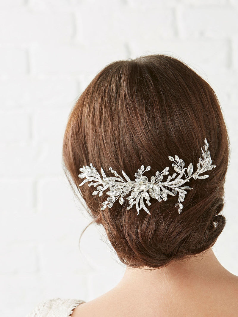 Jon Richard silver crystal wreath comb, imported from the UK