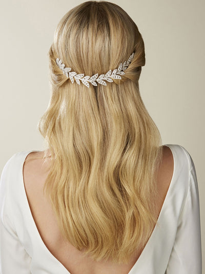 Next Jon Richard Silver Eva Diamante Leaf Double Comb Hair Comb 230mm- Buy online at McGrocer