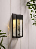 Lights4fun black glass solar wall light - British product