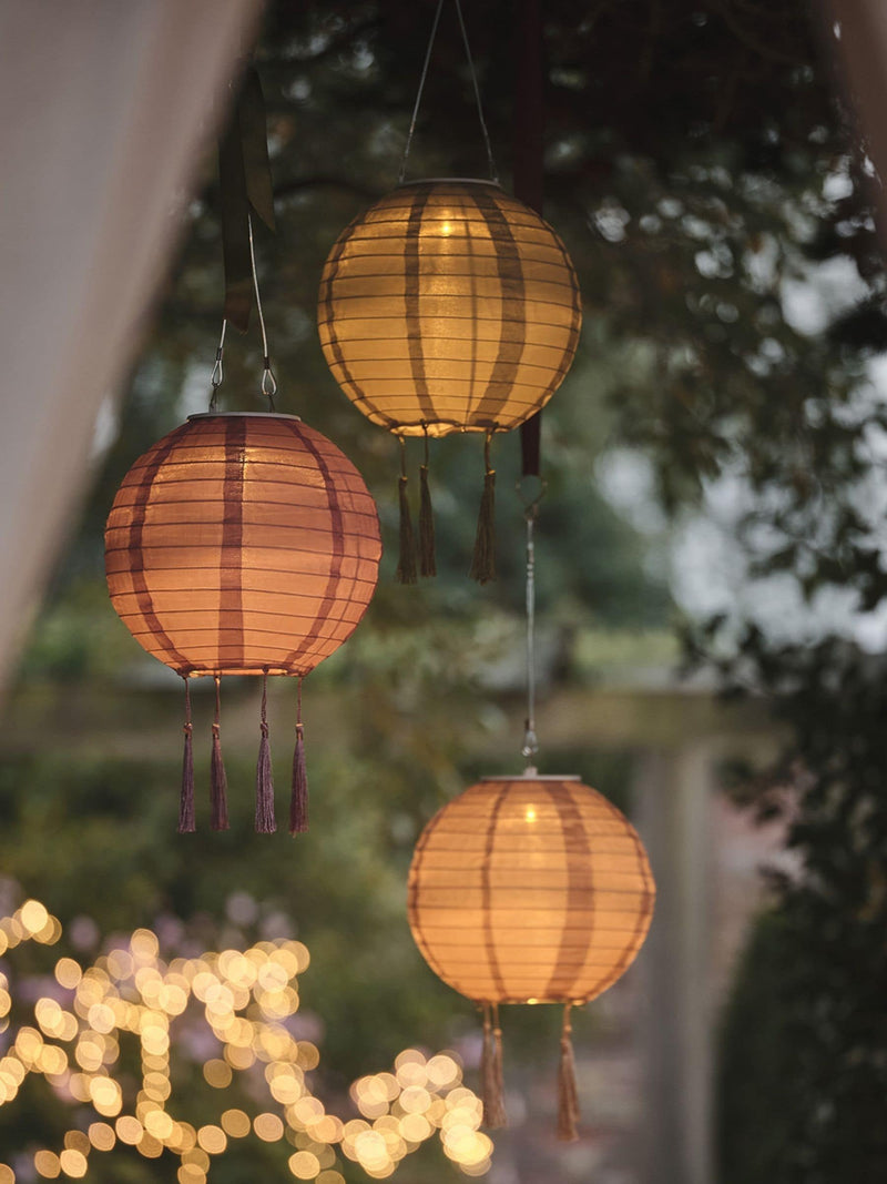 Lights4fun Lucena lantern set brown green pink 20cm, UK version