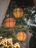 Lights4fun Lucena lantern set brown green pink 20cm, UK version