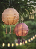 Lights4fun Lucena lantern set brown green pink 20cm, UK version