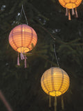 Lights4fun Lucena lantern set brown green pink 20cm, UK version