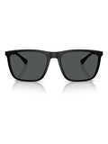 Emporio Armani rectangle sunglasses black frame grey lenses, UK version