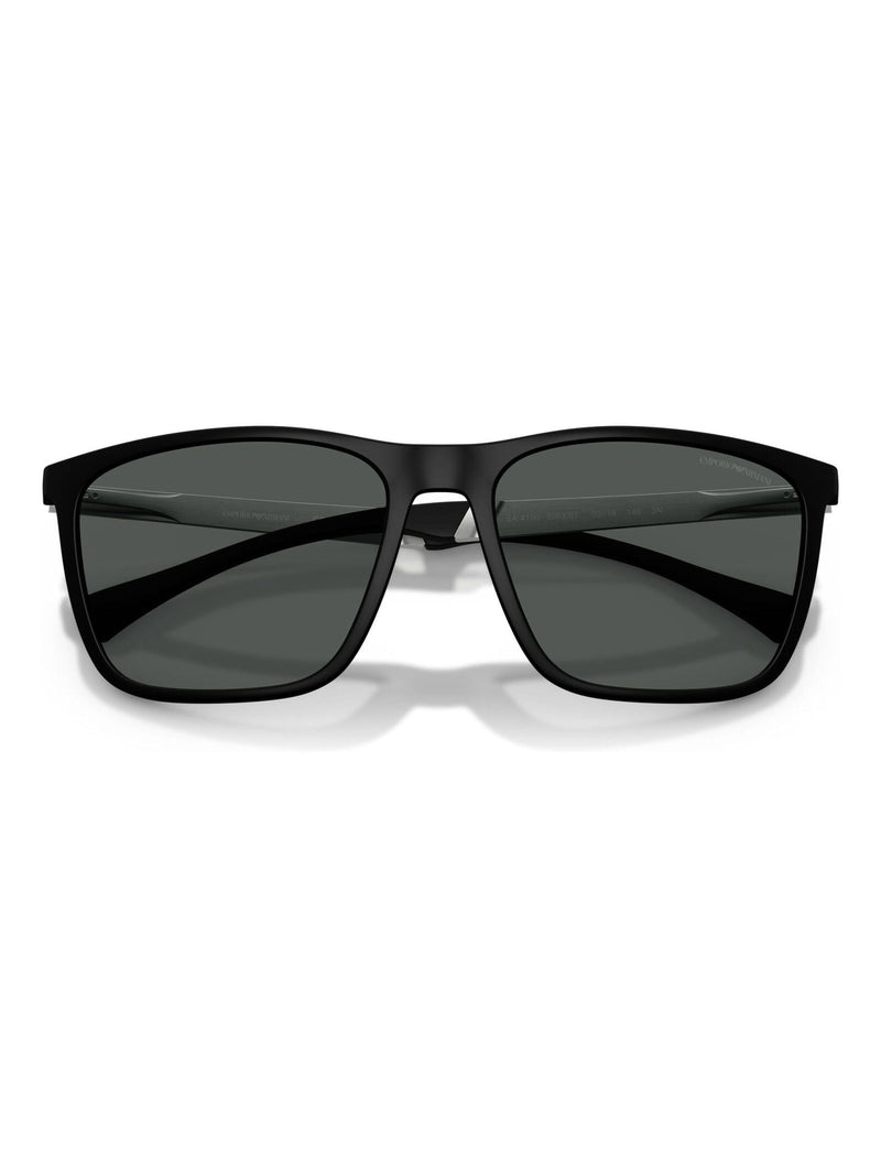 Emporio Armani rectangle sunglasses black frame grey lenses, UK version