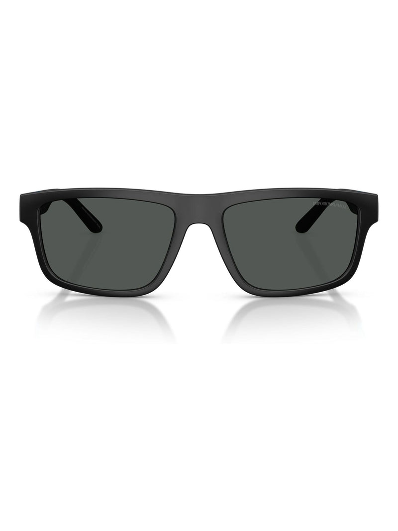 Emporio Armani rectangle sunglasses matte black dark grey lenses, imported from the UK