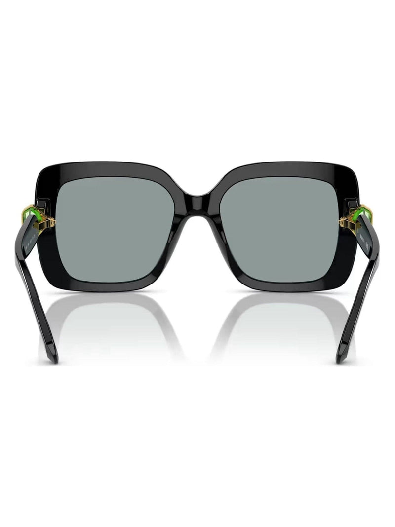 Swarovski black square sunglasses with dark grey lenses, UK version
