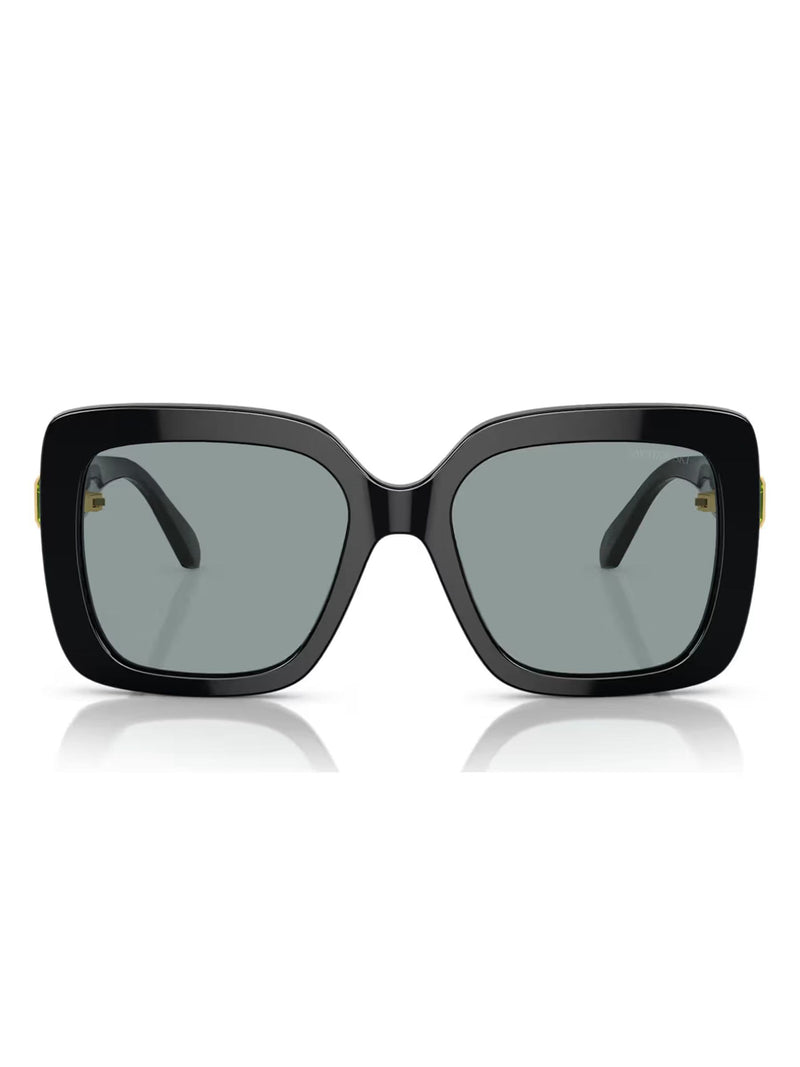 Swarovski black square sunglasses with dark grey lenses, UK version