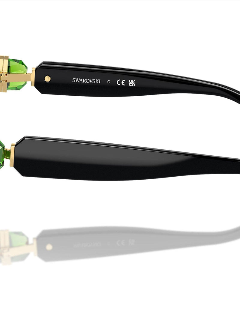 Swarovski black square sunglasses with dark grey lenses, UK version