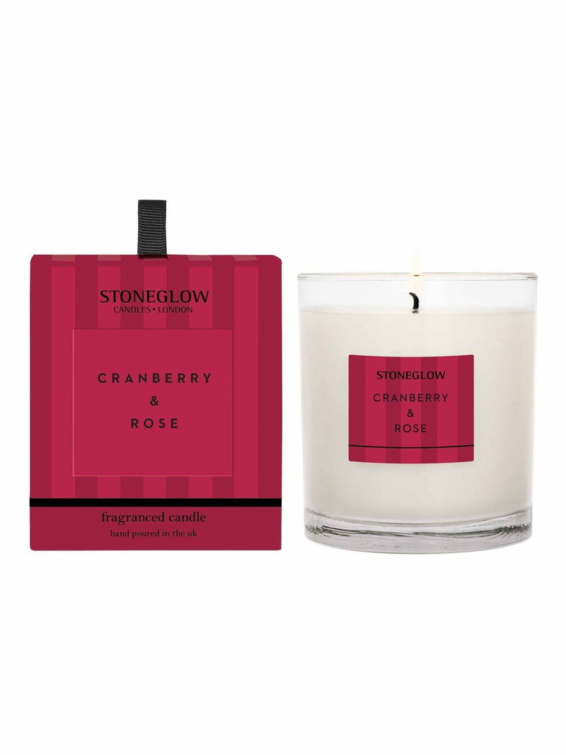 Stoneglow Modern Classics Cranberry Rose scented candle 220g, imported from the UK