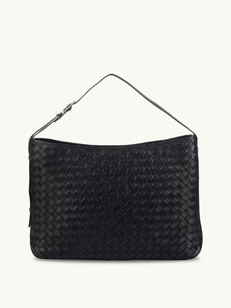 Apatchy black leather hobo bag, gold hardware, - British product