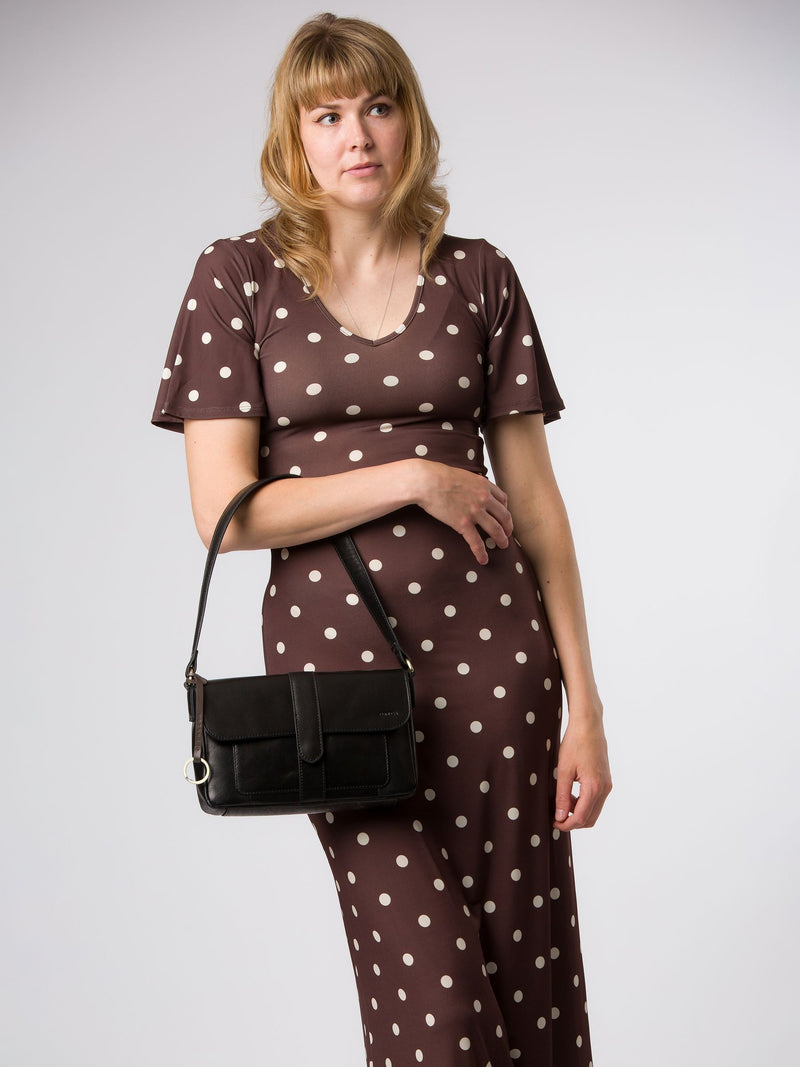 Conkca Marianne black leather evening bag - British product