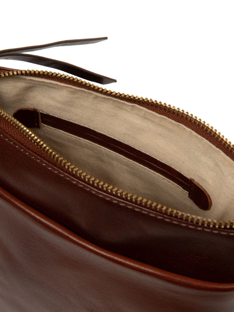 Conkca Cassia brown leather cross-body bag, imported from the UK