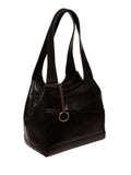 Conkca black Vesper leather handbag with brass fittings (British brand)