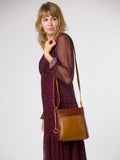 Conkca Marissa cross-body bag brown leather, imported from the UK