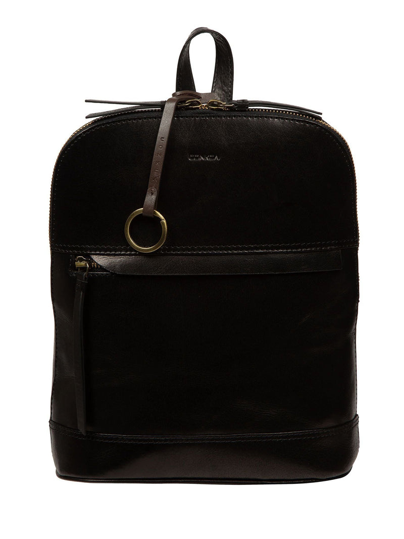 Conkca Black Violetta leather backpack 30cm, imported from the UK