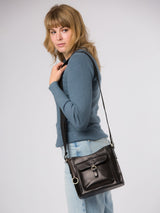 Next Conkca Clementine Black Leather Cross-Body Bag- Buy online at McGrocer