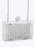 Carvela Cristallo clutch bag in silver tone with crystals, imported from the UK