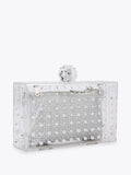 Carvela Cristallo clutch bag in silver tone with crystals, imported from the UK