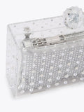 Carvela Cristallo clutch bag in silver tone with crystals, imported from the UK
