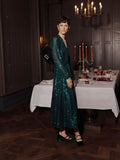 Hobbs Alexandria velvet clutch bag in green, UK version