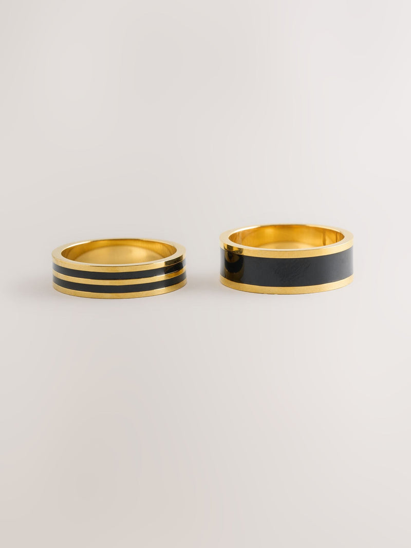 Gold plated steel two tone ring multipack (British brand)