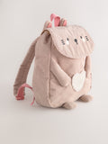 Cat backpack cream with 3D design and adjustable straps, UK version