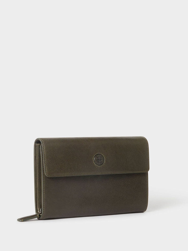 Osprey London green leather Compass travel wallet, imported from the UK