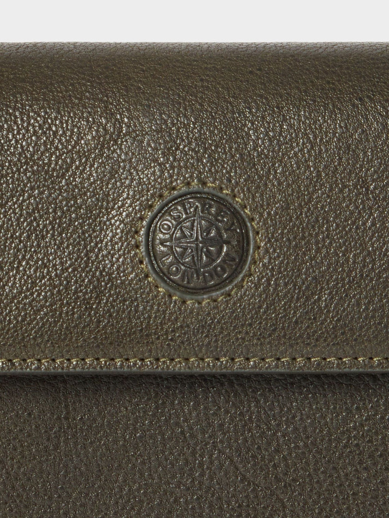 Osprey London green leather Compass travel wallet, imported from the UK