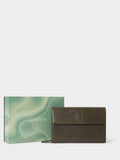 Osprey London green leather Compass travel wallet, imported from the UK