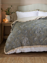 Next Wylder Moss Hermione Floral Quilted Ruffle Bedspread- Buy online at McGrocer