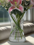 PMC personalised heart-shaped glass vase, imported from the UK